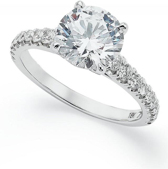 X3 Certified Diamond Pave Solitaire Engagement Ring In 18k White Gold