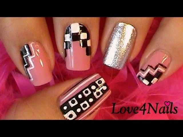 Black & White Mix'n'match Checkered Nails #2190643 - Weddbook