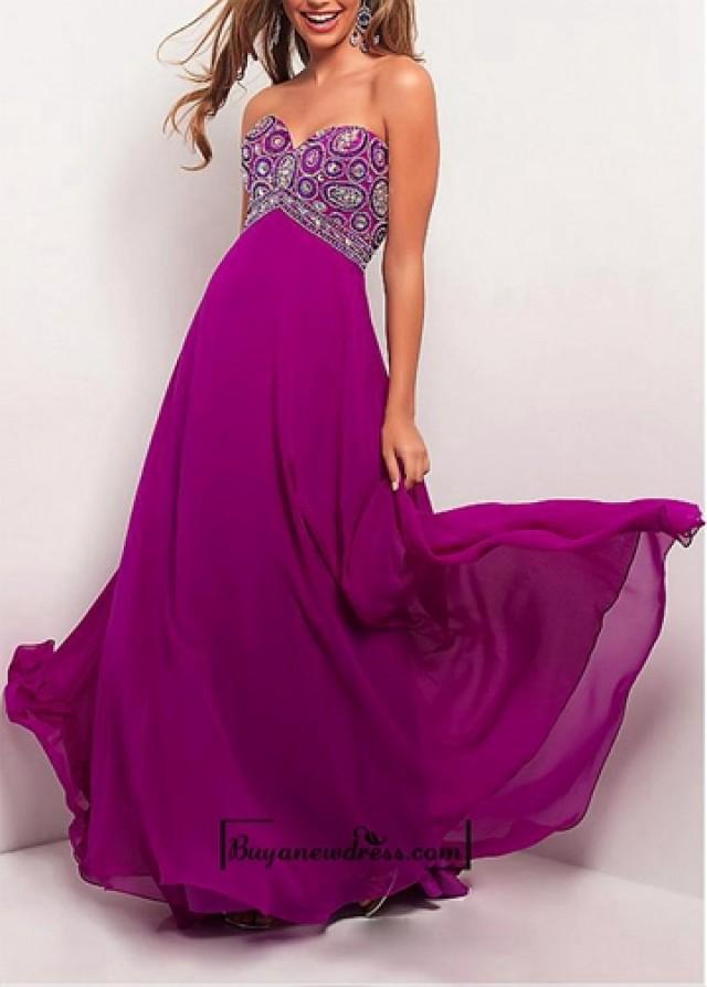 Attractive Chiffon Sheath Empire Waist Strapless Sweetheart Full Length