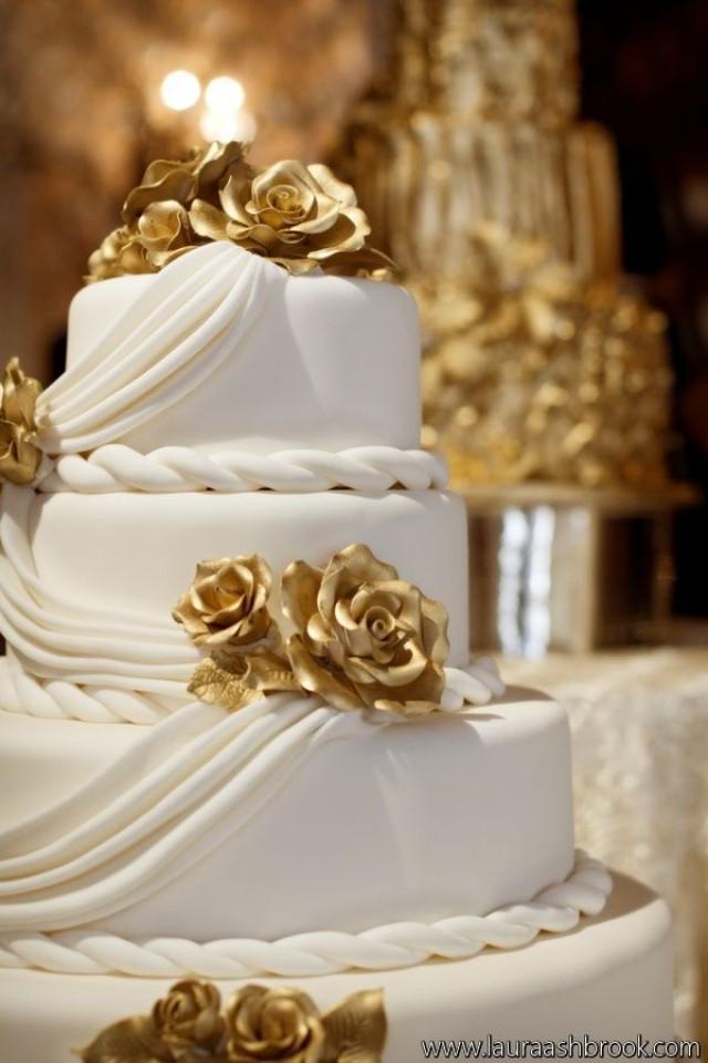 Gold Wedding - White & Gold Wedding Cakes #2195342 - Weddbook