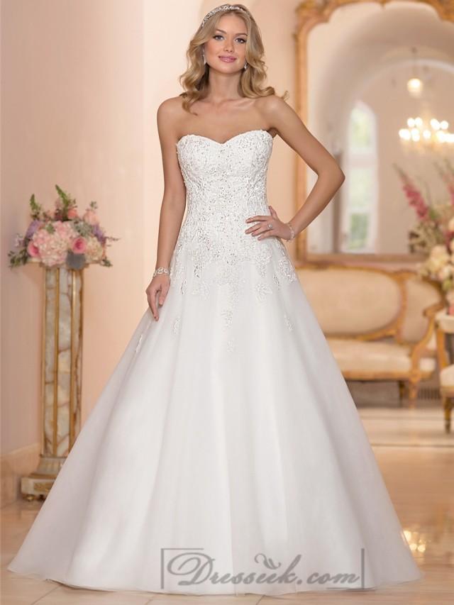 Strapless Sweetheart Embellished Lace Bodice A Line Wedding Dresses 2196523 Weddbook 0646
