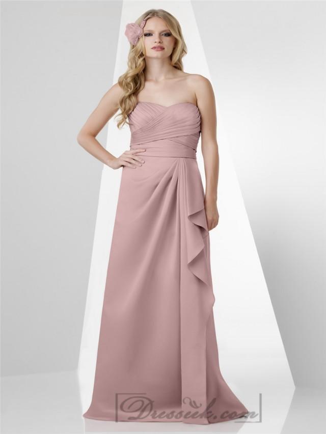 Strapless Sweetheart Shirred Bust Ruffled Side Bridesmaid Dresses