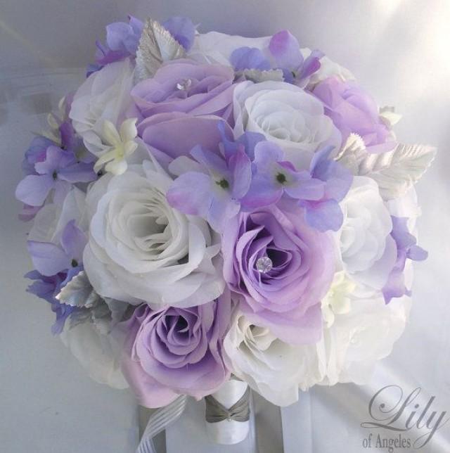 17 Pieces Package Silk Flower Wedding Decoration Bridal Bouquet WHITE