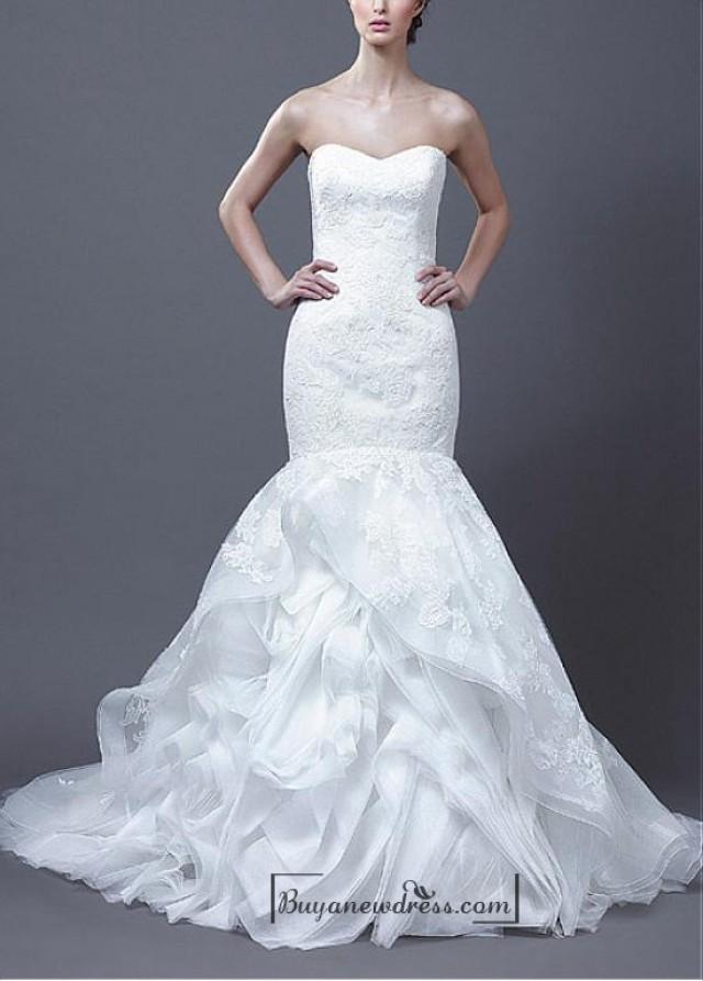Beautiful Organza & Satin & Tulle Mermaid Strapless Sweetheart Neckline