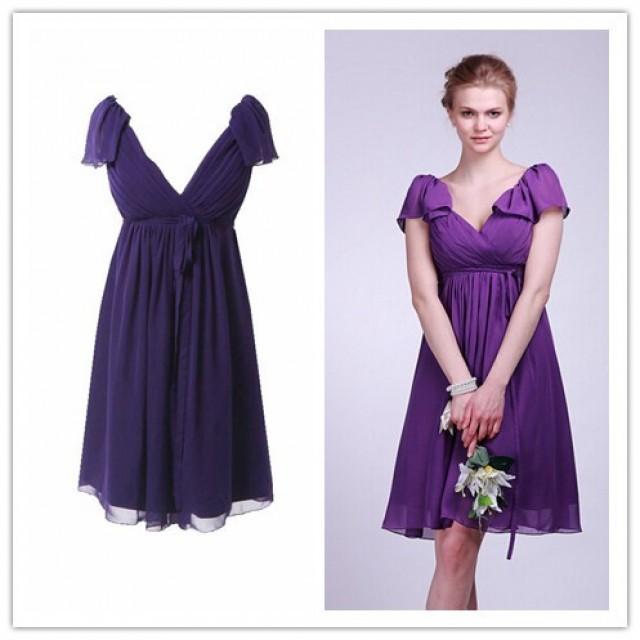 Bridesmaid Dresses Plum Bridesmaid Dress With Cap Sleeves 2201258