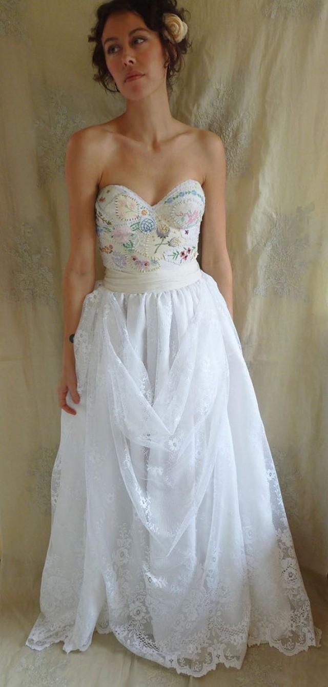 Meadow Bustier Wedding Gown Dress Boho Whimsical Woodland