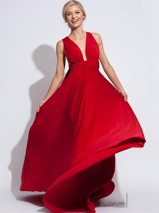 Straps Plunging Vneck Long Prom Dresses With Sexy Cutouts Side And