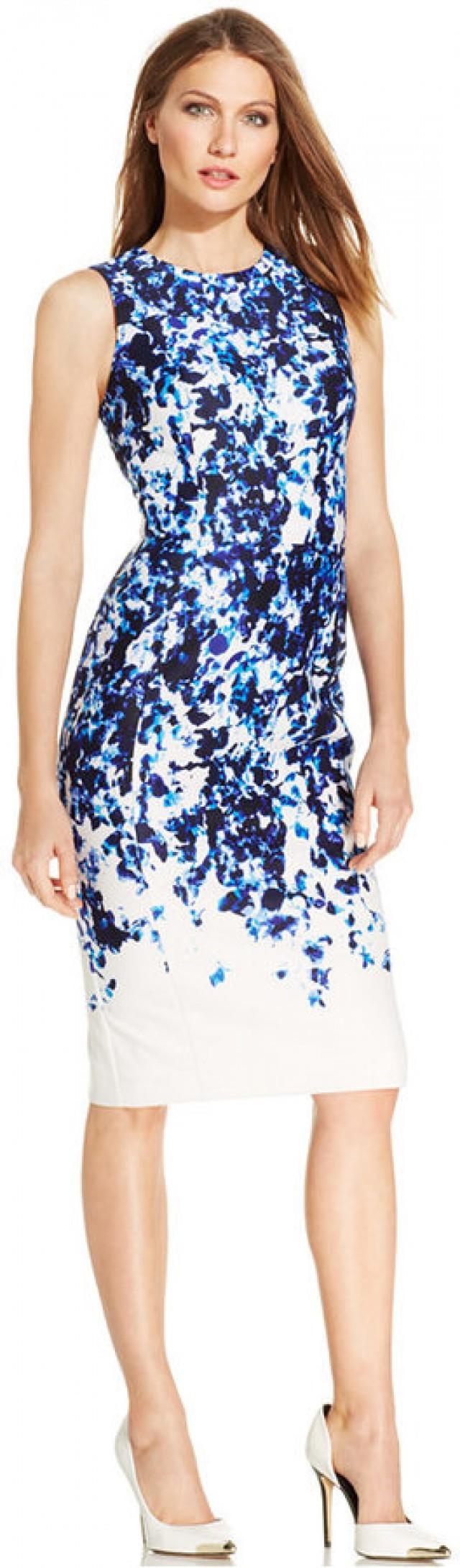 Vince Camuto Ombre Floral Scuba Midi Sheath 2202170 Weddbook