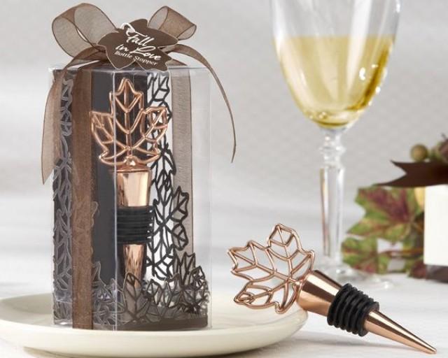 CopperFinish Bottle Stopper In LaserCut Leaf Gift Box 2205594 Weddbook