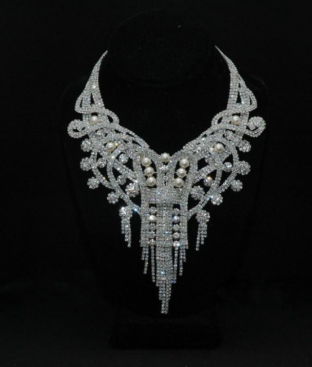 Bridal Necklace, Art Deco Bridal Crystal Necklace Set ,Wedding