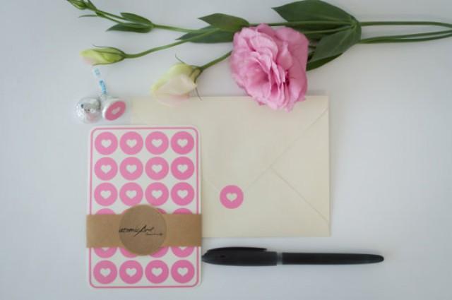 24 Heart Stickers In Bubble Gum Pink Handmade Envelope Seals Wedding Invitations Favours Baby Shower Scrapbooking Hershey Kiss 2214176 Weddbook