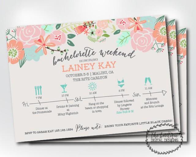 Hen/'s Party Invite Decor Weekend Timeline Template Editable Bachelorette Party Invitation Schedule BACHELORETTE ITINERARY Neutral