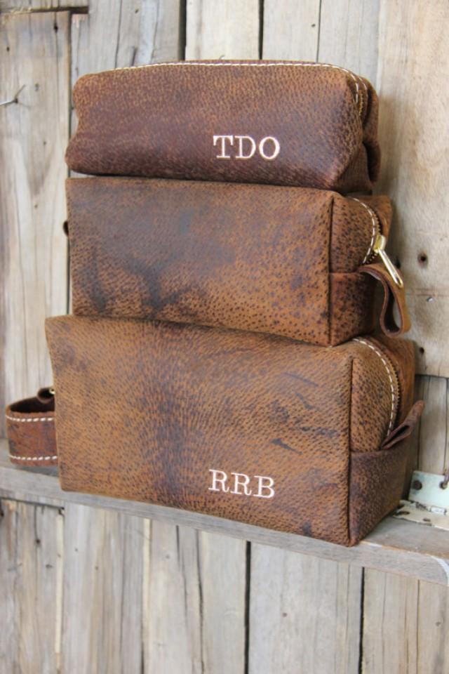 Exotic Boar Leather HANDMADE Men's Toiletry Case Dopp Kit Shaving Bag