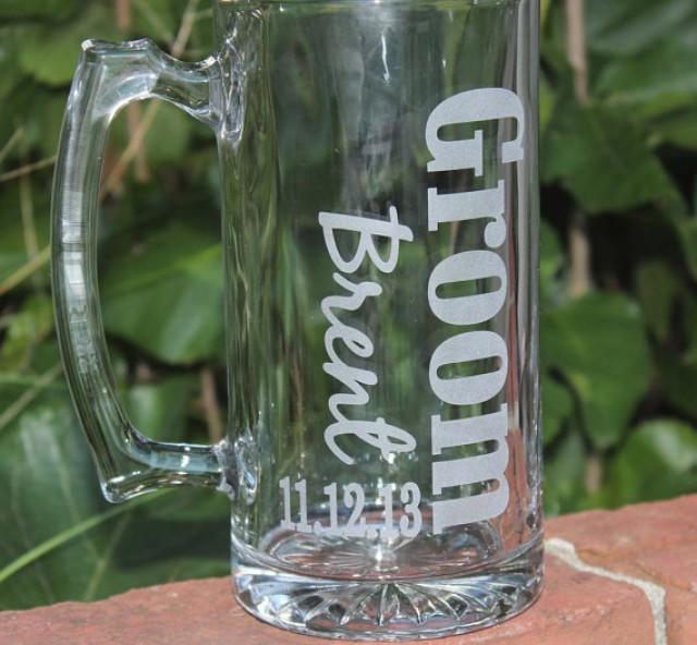 1 Personalized Groomsman T Etched Beer Mug Great Bachelor Party Idea Groomsmen Best Man