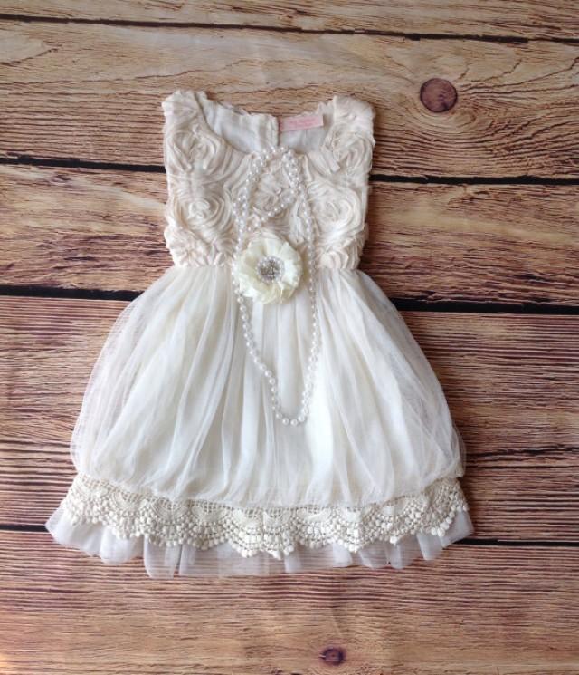Ivory Toddler Girls Dress Vintage Toddler Girls Dress Ivory