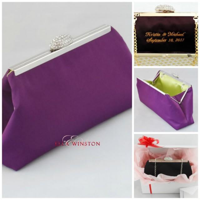 Bridesmaid Gift Clutch, Lime Green And Mystic Purple Bridal Clutch, Wedding Clutch Mother Of The