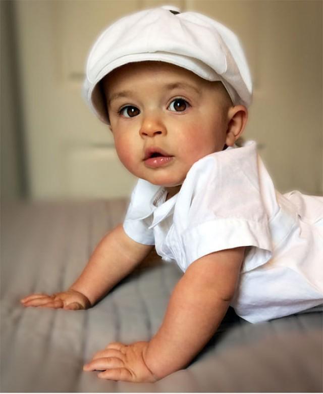 white newsboy hat baby