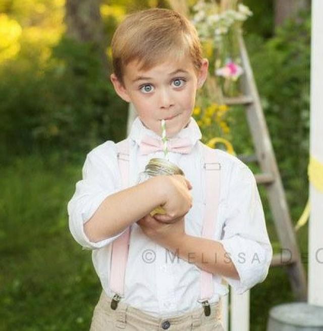 BLUSH Bow Tie And Suspenders Pale Pink Suspenders Nd Bow Tie, Toddler