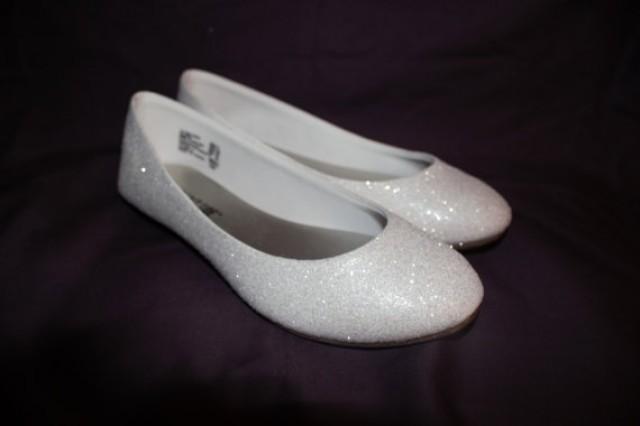 white glitter bridal shoes