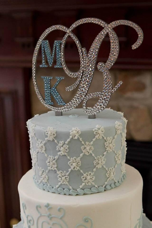 Monogram Wedding Cake Topper Crystal Initial Any Letter A B C D E F G H