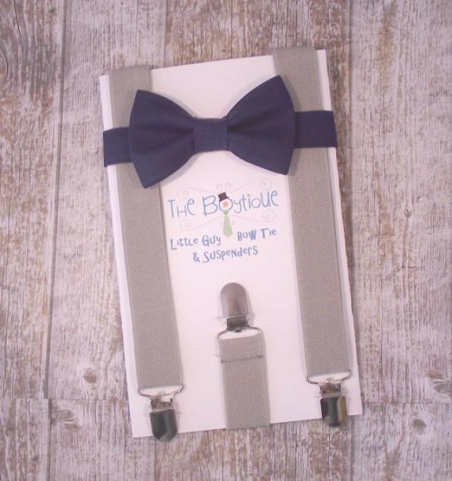 Navy Bow Tie And Suspenders Kona "navy" Bow Tie And Grey Suspenders