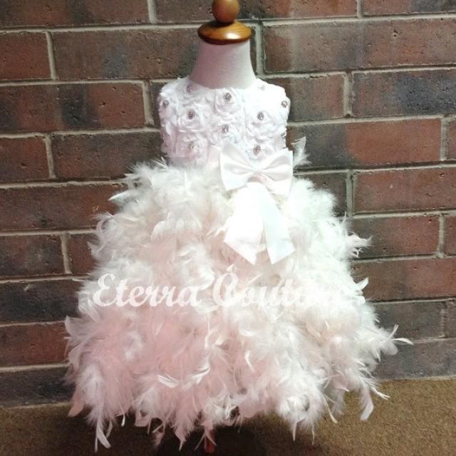 feather flower girl dresses