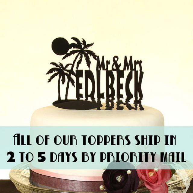 Wedding Cake Topper Personalized In Your Name With Base In A Tropical Theme By Distinctly Inspired Style Pt 1 2217090 Weddbook
