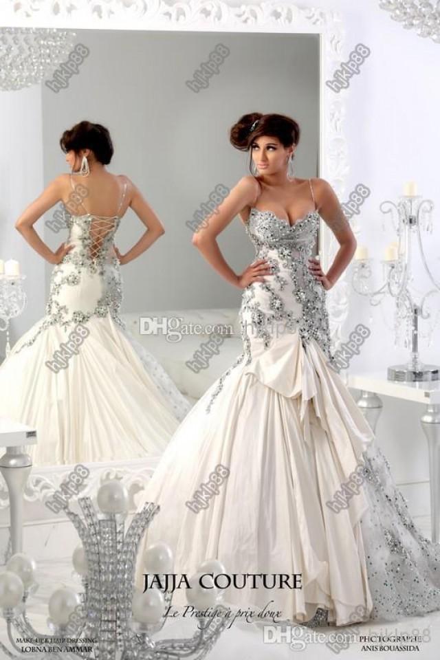 2014 New Sweetheart Spaghetti Crystal Beaded Sexy Mermaid Wedding