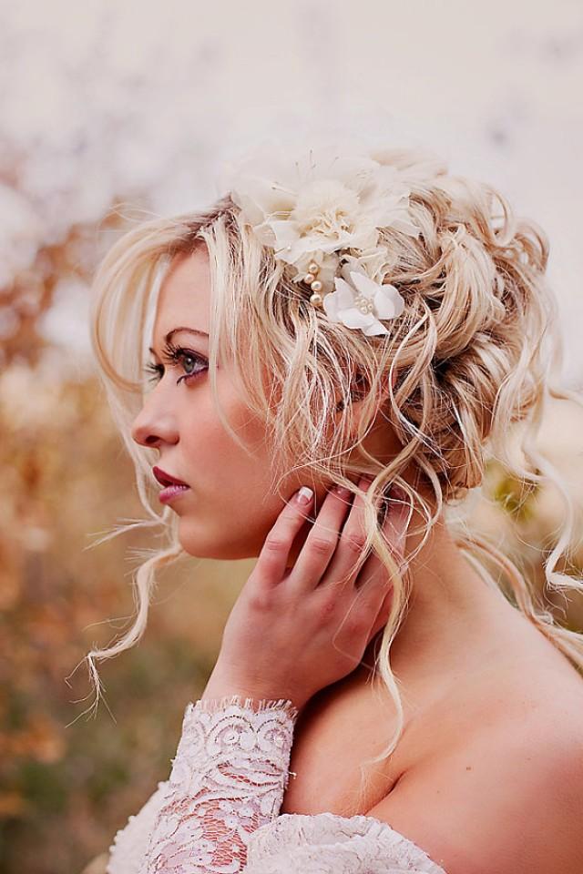 Vintage Wedding Hair Pieces Champagne Wedding Hair Piece - Bridal Flower Headpiece - Vintage