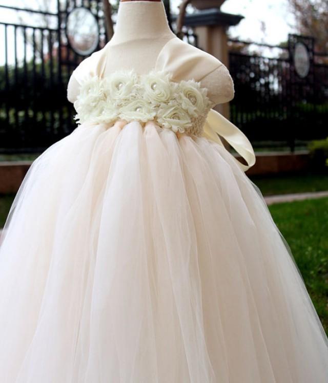 Flower Girl Dress Champagne Ivory Tutu Dress Baby Dress Toddler
