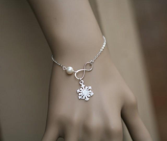 Snowflake Bracelet Winter Wedding Best Friends And Snowflake Bracelet Winter Wedding Best Friends And Infinity Bridesmaid Gifts Bridal Jewelry 2218855 Weddbook