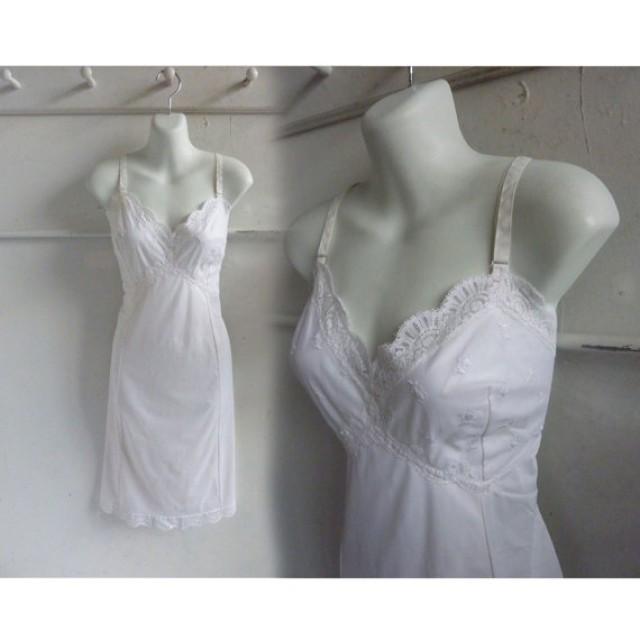 50s Vintage Slip Size 40 Tall White Nylon Lace Embroidery 60s 2219585 Weddbook