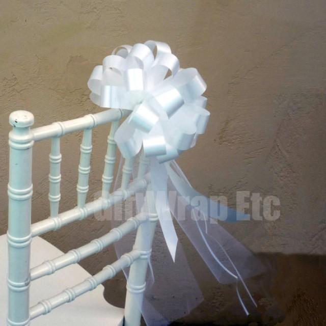 10 White Pew Pull Bows Tulle Beach Wedding Decorations Church