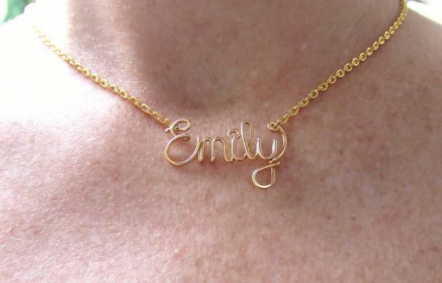 24K Gold Name Necklace, Personalized 