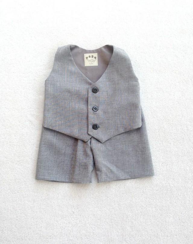 Boys Vest Set, Baby Vest Set, Heather Gray, Infant Vest Set, Vest And