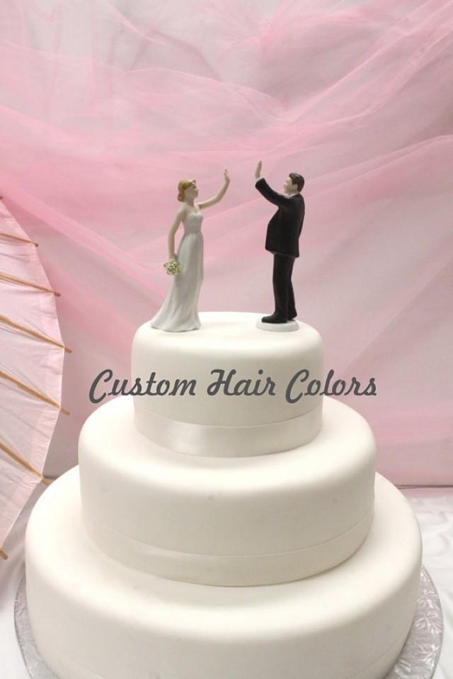 Wedding Cake Topper Personalized Wedding Couple High Five Bride And