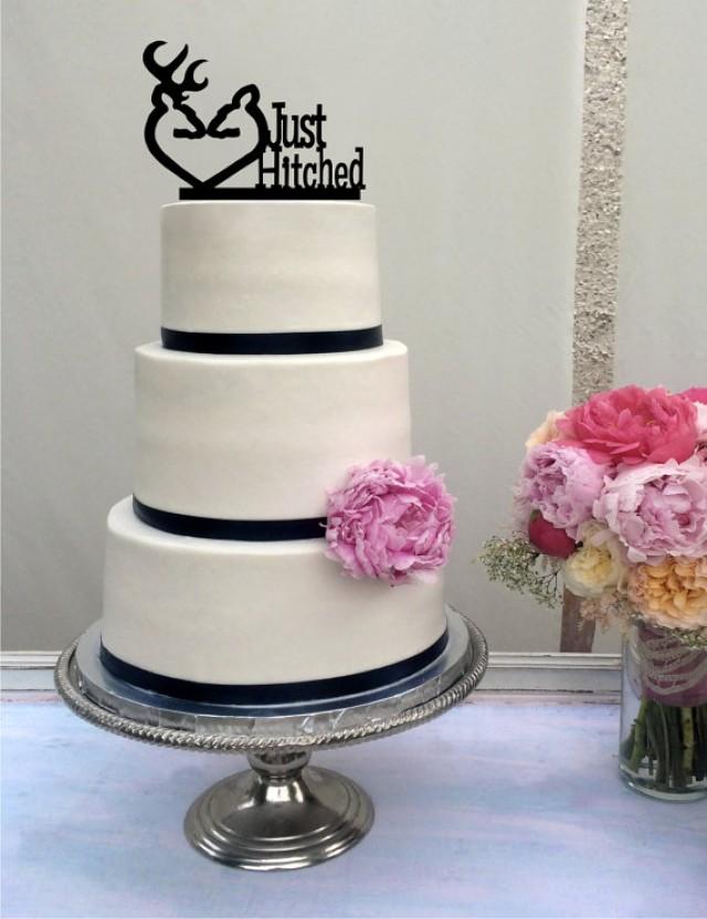 Deer Wedding Cake Topper Just Hitched Rustic Shabby Chic Redneck