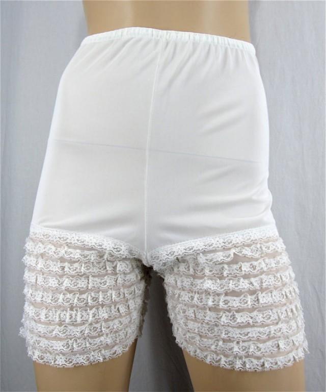 Panty Stocking With Garterbelt Manga Vintage Ruffle Panties Pin Up Lingerie XS SMALL White Lace Sissy Bridal