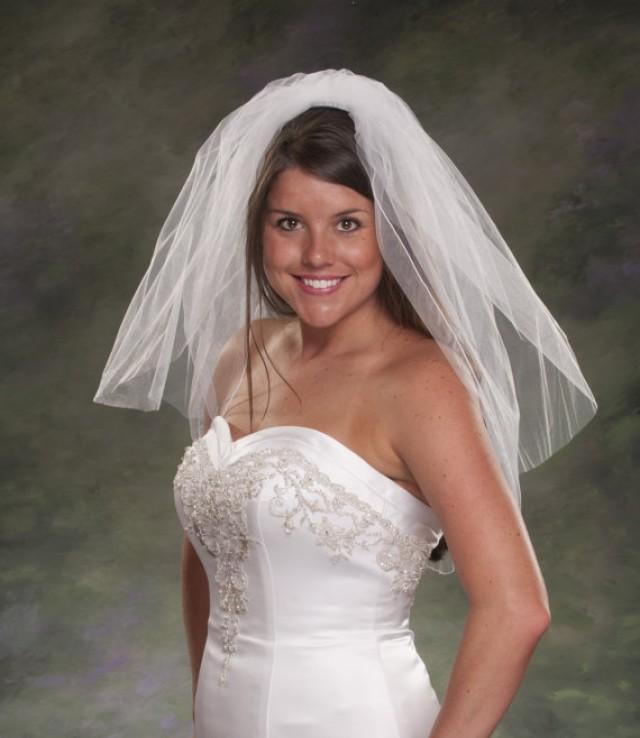 Bridal Veils 2 Tier Pencil Edge Veil 1 Layer Wedding Veils 28 White