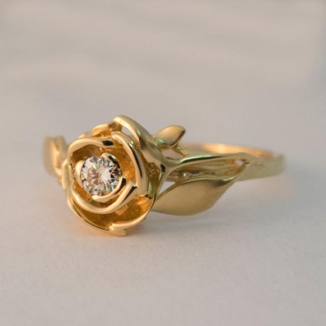 Rose Engagement Ring No.3 14K Gold And Diamond Engagement Ring