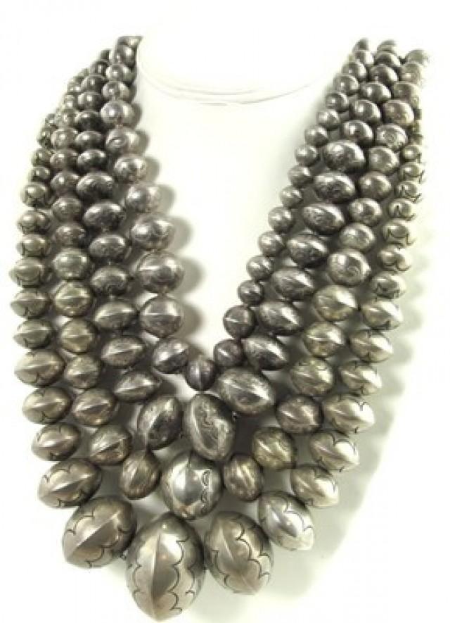 One Vintage Old Pawn Silver Bead Native American Necklace 3 1940s1960s 2222983 Weddbook