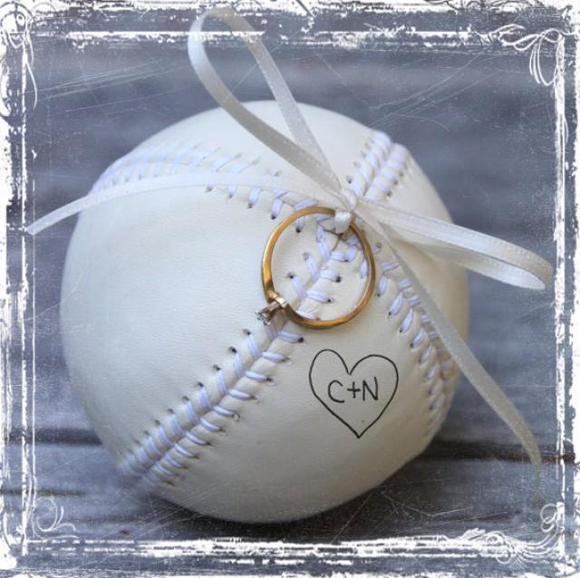 Baseball Love Ring Bearer Pillow Alternative Hand Stiched