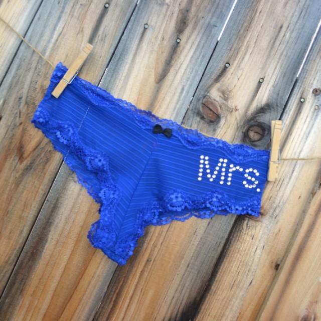 Custom Bridal Panties Underwear, Something Blue Bling Undie Lingerie