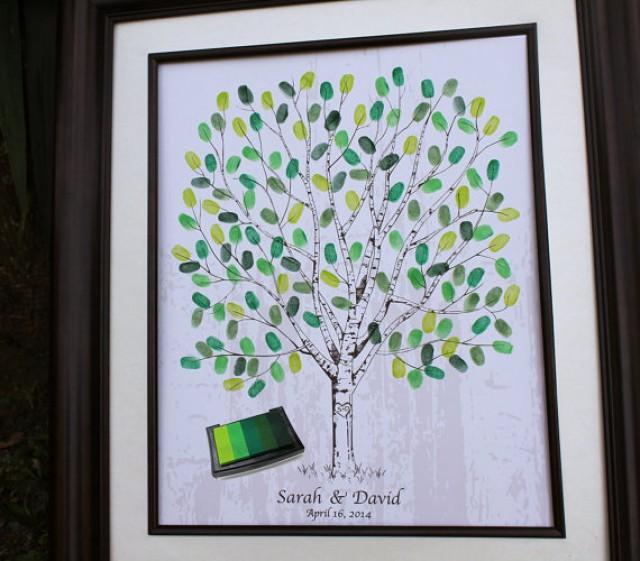 Thumb Print Wedding Tree Fingerprint Guest Book Alternative Unique