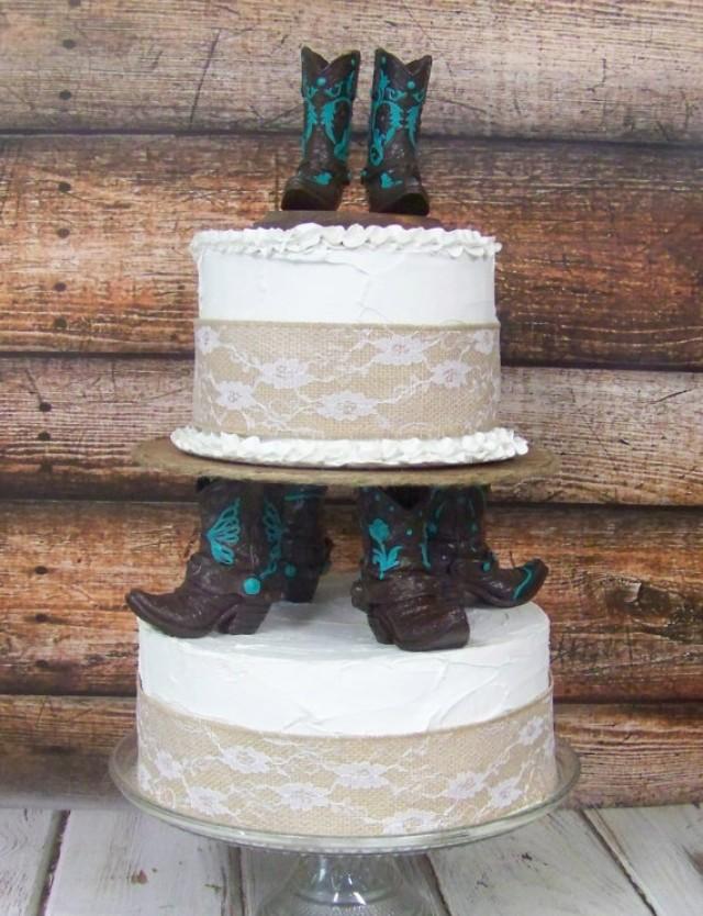 Rustic Cake TopperHis And Her Western Cowboy BootsWedding Cake Topper