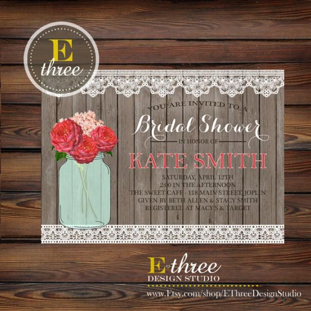 Printable Rustic Bridal Shower Invitation - Shabby Chic Lace, Wood, And ...
