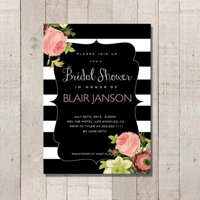 Bridal Shower Invitation Vintage Inspired Black And White Shabby Chic 2224959 Weddbook