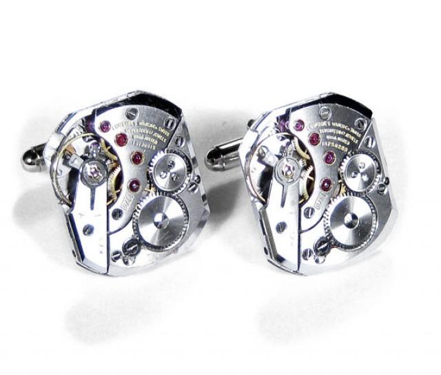 LONGINES Mens Cufflinks Steampunk Vintage RARE Luxury Watch Cuff Links