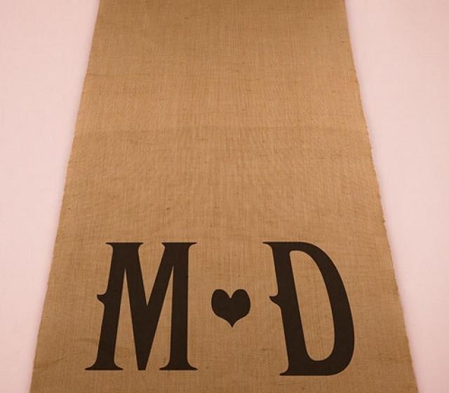 Woodland Wedding Personalized Burlap Aisle Runner With Monogram