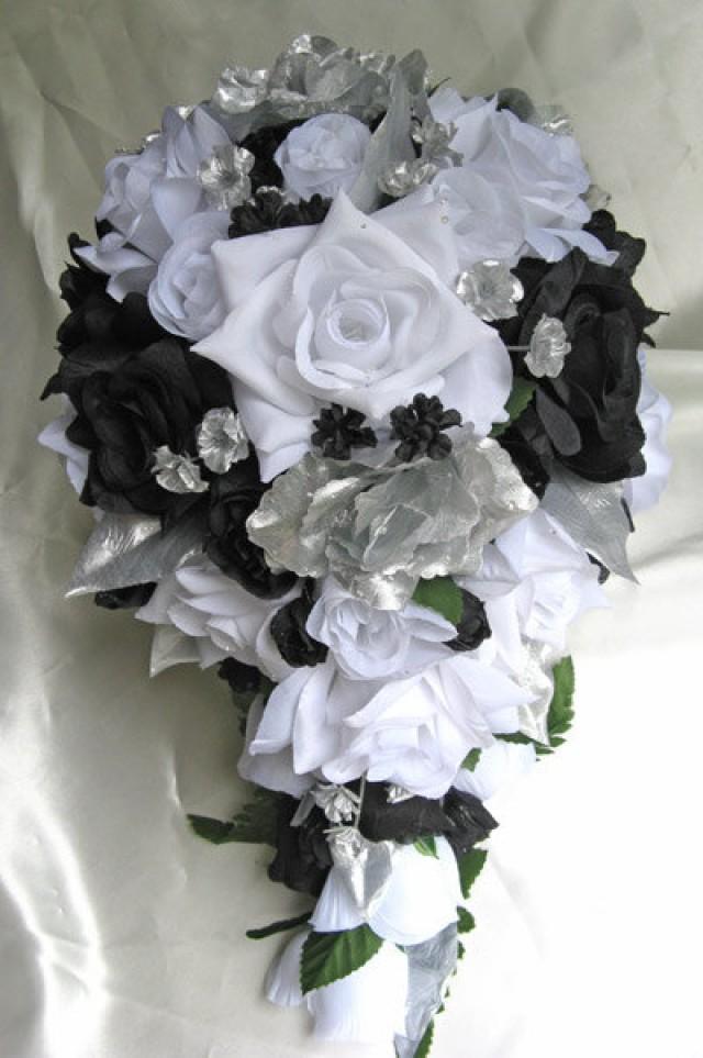 Free Shipping Wedding Bouquet Bridal Silk Flowers 21 Pcs Package